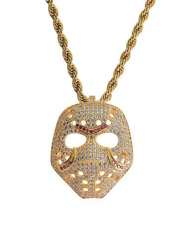 Hip-Hop-Halskette aus Messing mit Zirkonia-Maske