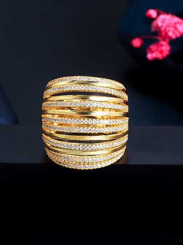 Brass Cubic Zirconia Irregular Vintage Stackable Ring