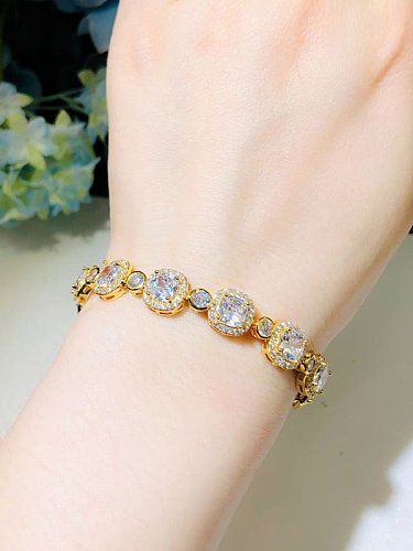 Copper Cubic Zirconia Geometric Dainty Bracelet