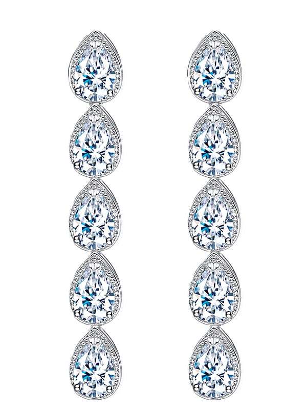 Brass Cubic Zirconia Water Drop Luxury Drop Earring