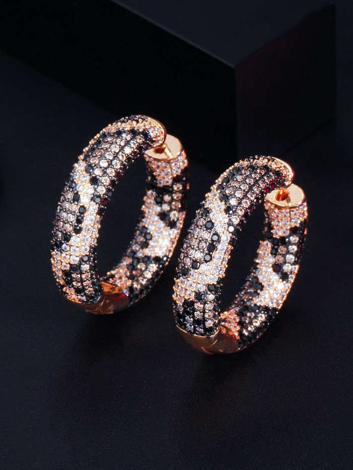 Brass Cubic Zirconia Round Vintage Huggie Earring