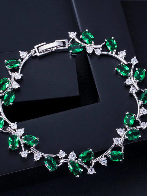 Copper Cubic Zirconia Leaf Luxury Bracelet