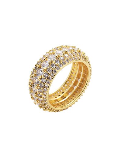 Brass Cubic Zirconia Round Hip Hop Ring