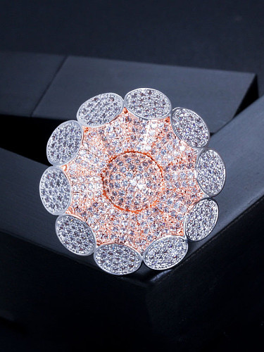 Cuivre avec zircon cubique bagues de déclaration de fleurs de luxe