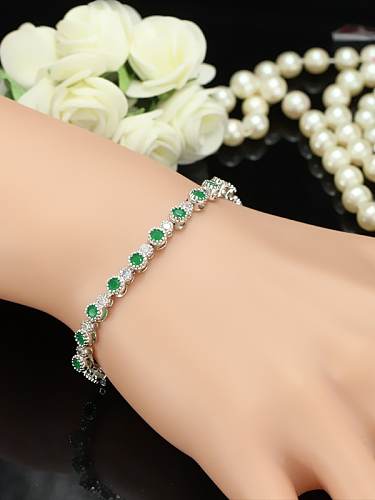 Brass Cubic Zirconia Round Classic Bracelet