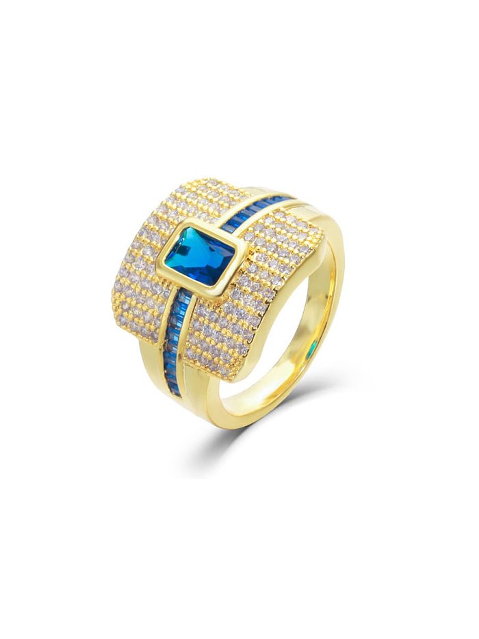 Cobre con anillos de banda cuadrada de moda chapados en oro
