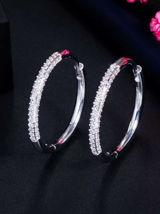 Brass Rhinestone Round Vintage Hoop Earring
