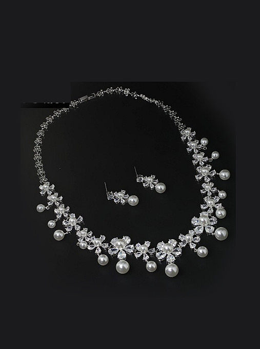 Flor elegante conjunto de joyas de dos piezas
