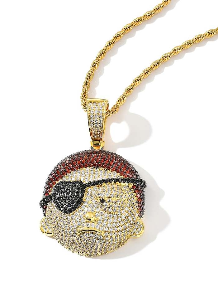 Brass Cubic Zirconia Rick And Morty Hip Hop Necklace