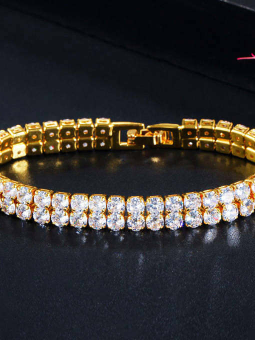 Copper Cubic Zirconia Geometric Dainty Bracelet