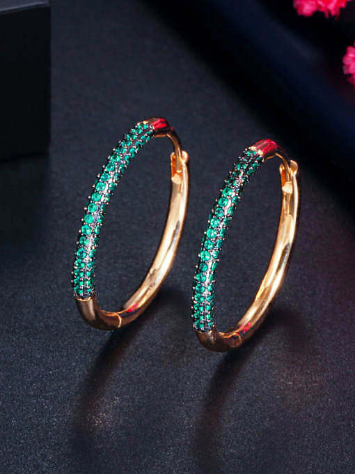 Brass Rhinestone Round Vintage Hoop Earring