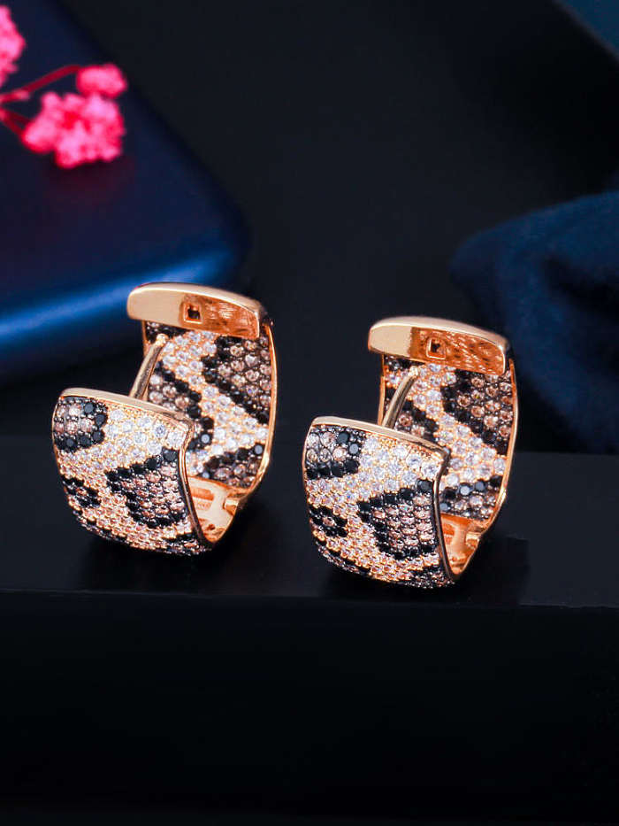 Brass Cubic Zirconia Round Vintage Huggie Earring