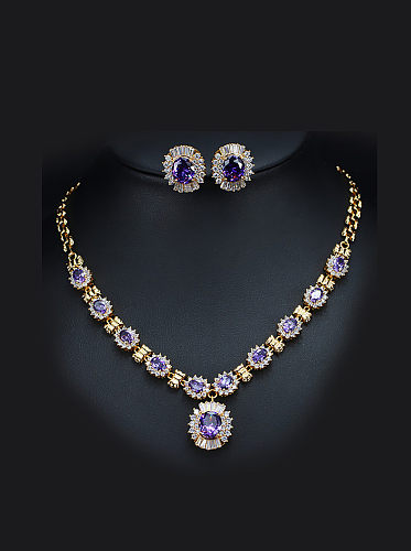 Classical Color Zircon Two Pieces Jewelry Set