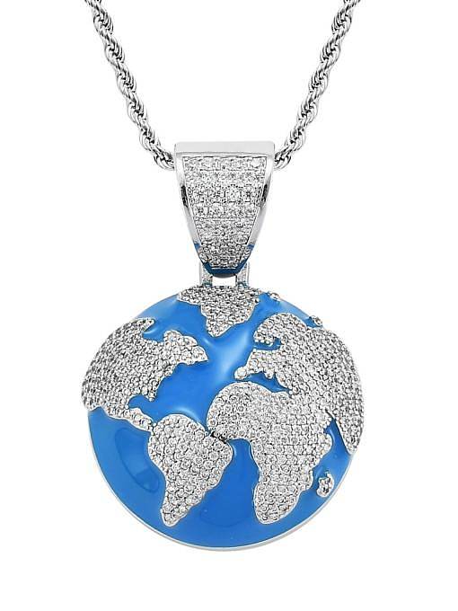 Hip-Hop-Halskette aus Messing mit Zirkonia und blauer Erde