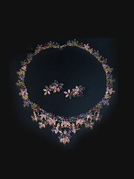 Ensemble de bijoux deux pièces en forme de fleur colorée