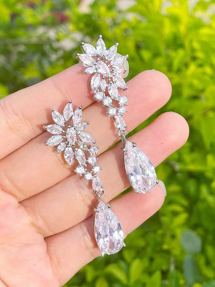 Brass Cubic Zirconia Tassel Luxury Drop Earring