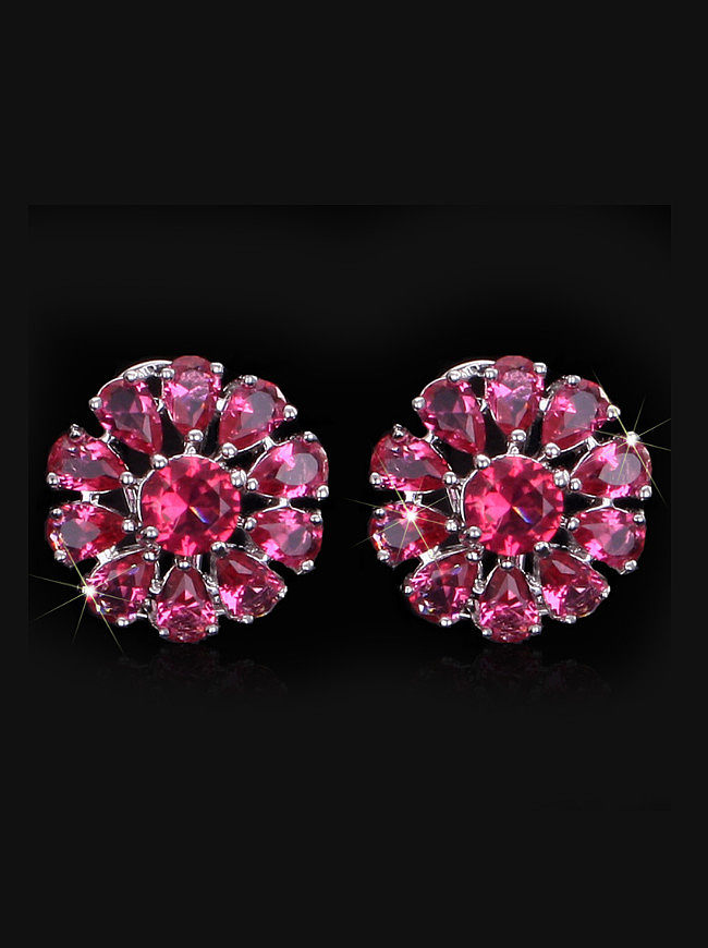 Colorful AAA Zircons Flower Stud Cluster earring
