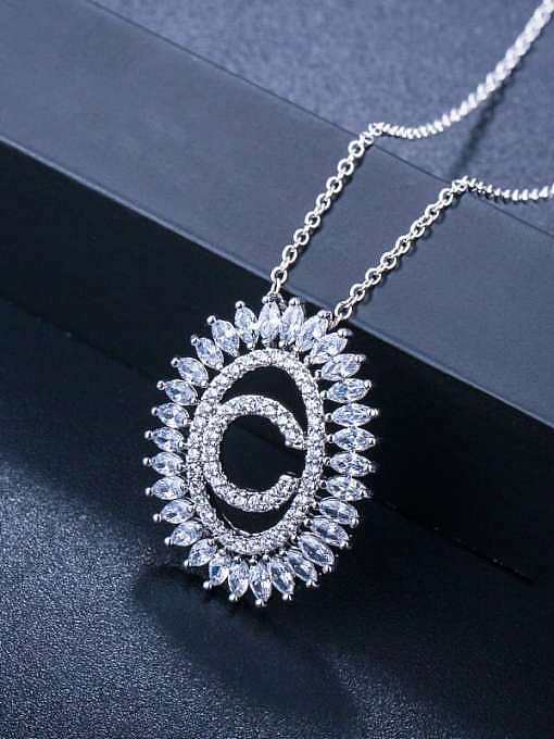 Brass Cubic Zirconia Geometric Luxury Letter pendant Necklace
