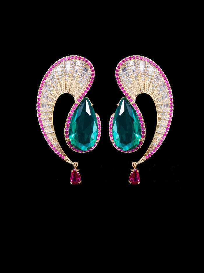 Brass Cubic Zirconia Irregular Luxury Stud Earring