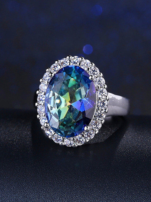 Colorful Oval Zircon Engagement Ring