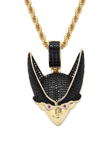 Collier Hip Hop en laiton avec zircon cubique et personnages d'anime