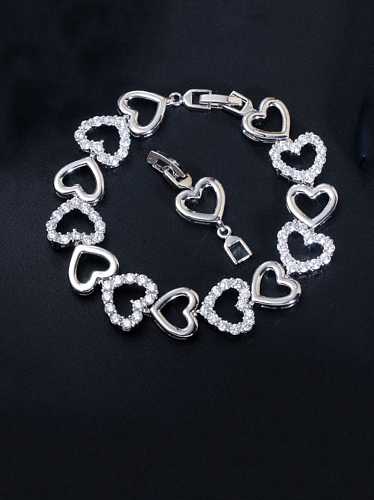 Copper Cubic Zirconia Heart Dainty Bracelet