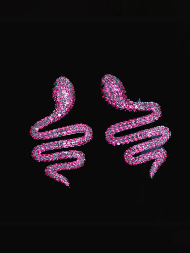 Boucles d'Oreilles Clou Ethnique Cubic Zirconia Serpent en Laiton