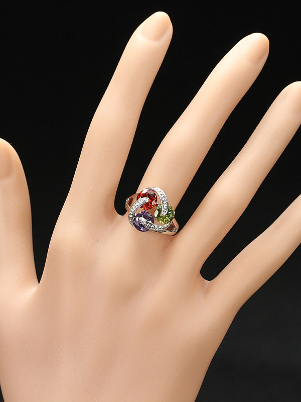 Exquisite Colorful Zircons Statement Ring