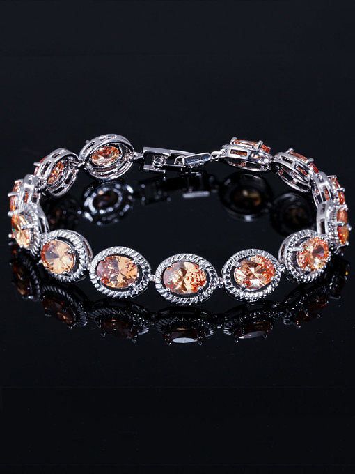 Copper With Cubic Zirconia Luxury Oval Bracelets