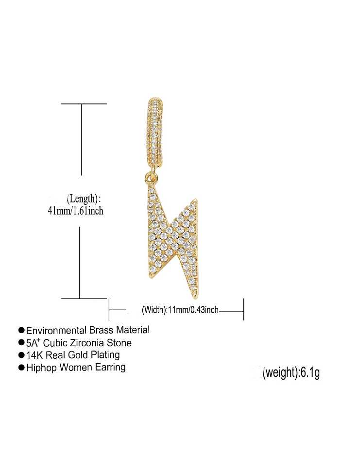 Brass Cubic Zirconia Lightning Trend Drop Earring