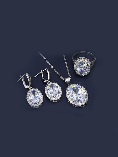 Oval Zircon Wedding Jewelry Set