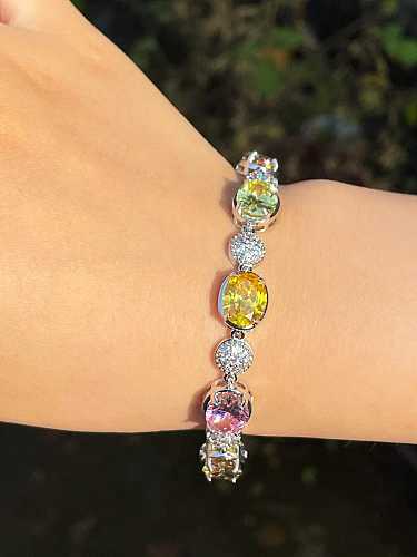 Brass Cubic Zirconia Geometric Luxury Bracelet