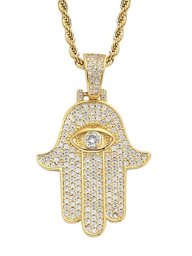Collier Hip Hop Laiton Cubic Zirconia Hand Of Gold