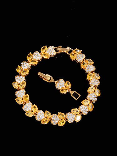 Bracelet de Luxe en Laiton Cubic Zirconia Coeur