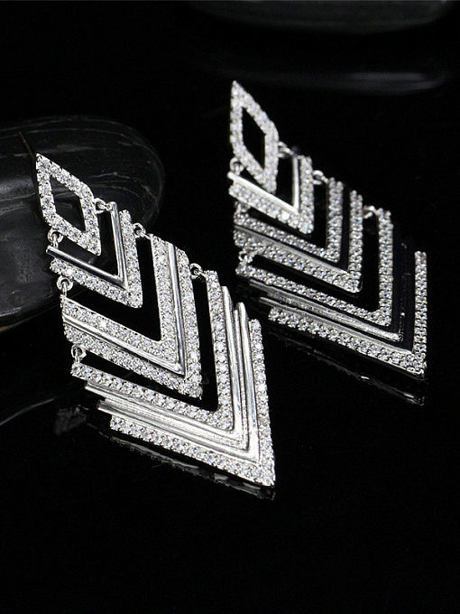 Western Diamond Shaped Zircons drop earring