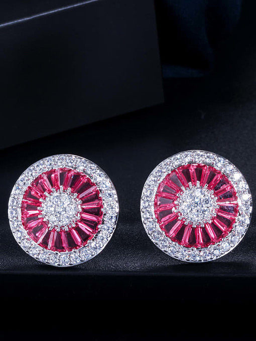 Brass Cubic Zirconia Round Dainty Stud Earring