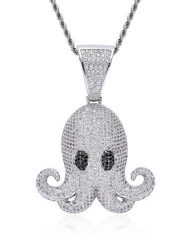 Brass Cubic Zirconia Octopus Hip Hop Necklace