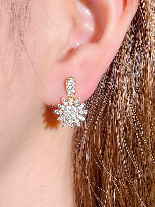Brass Flower Luxury Cluster Earring