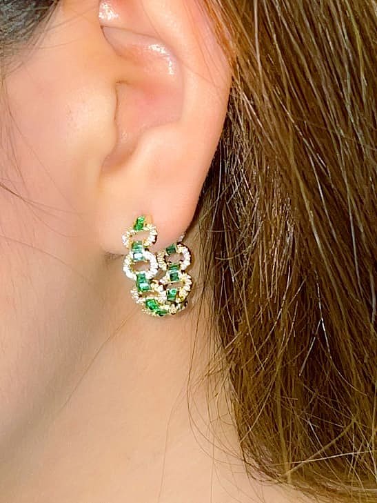 Brass Cubic Zirconia Geometric Luxury Stud Earring
