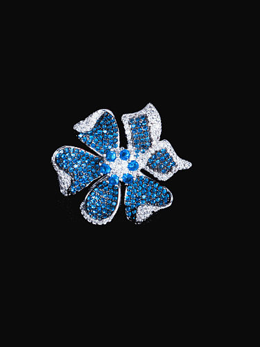 Brass Cubic Zirconia Flower Luxury Band Ring