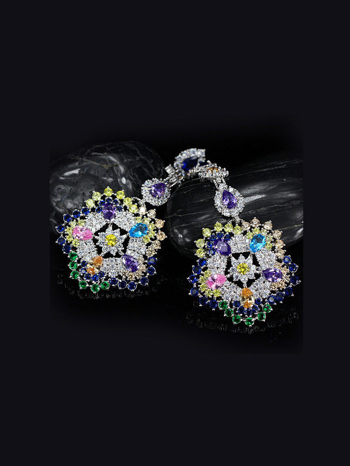Exaggerate Colorful Flower Drop Chandelier earring