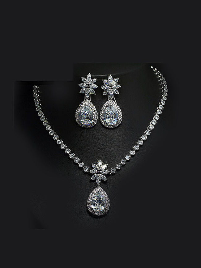 Conjunto de joias de duas peças para casamento em forma de flor