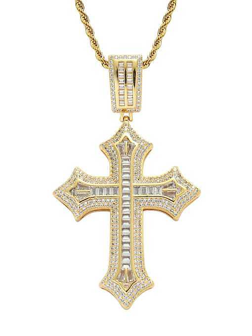 Hip-Hop-Halskette mit Zirkonia-Kreuz aus Messing