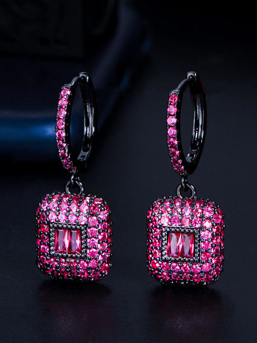 Brass Rhinestone Geometric Vintage Huggie Earring