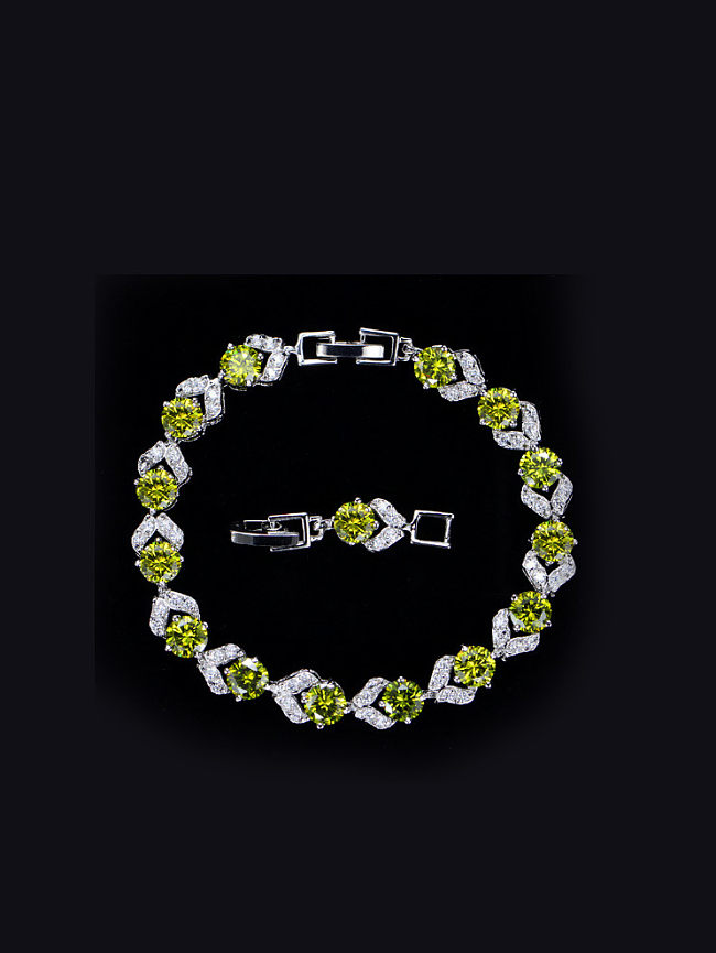 Colorful Zircons Fashion Copper Bracelet