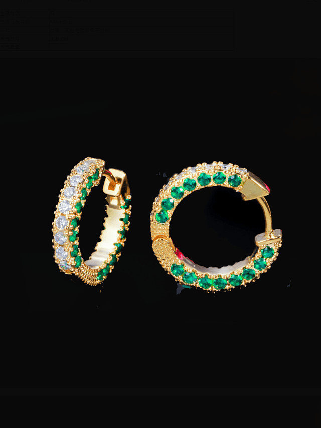 Brass Cubic Zirconia Geometric Statement Cluster Earring