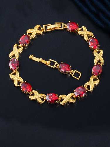 Copper Cubic Zirconia Geometric Luxury Bracelet