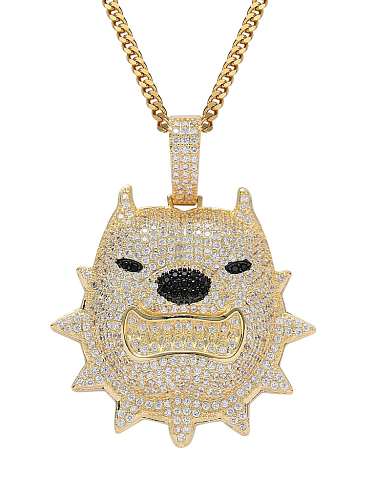 Brass Cubic Zirconia Dog Hip Hop Necklace