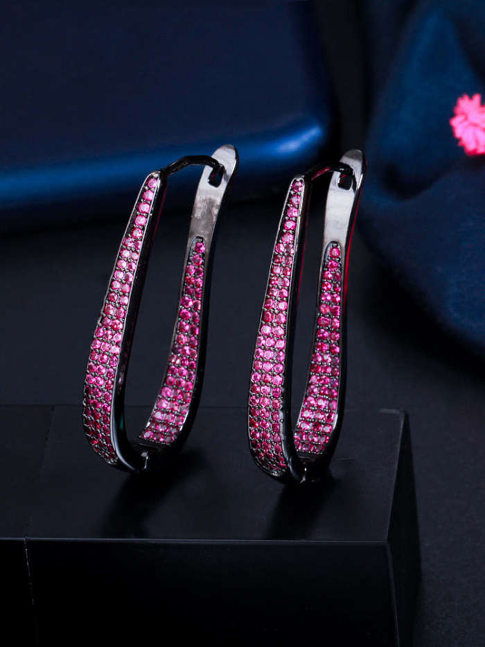 Brass Cubic Zirconia Geometric Vintage Huggie Earring
