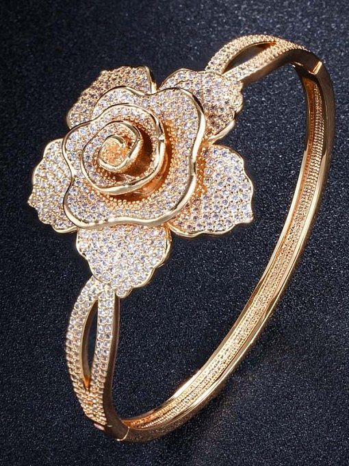 Copper With Cubic Zirconia Delicate Flower Bangles